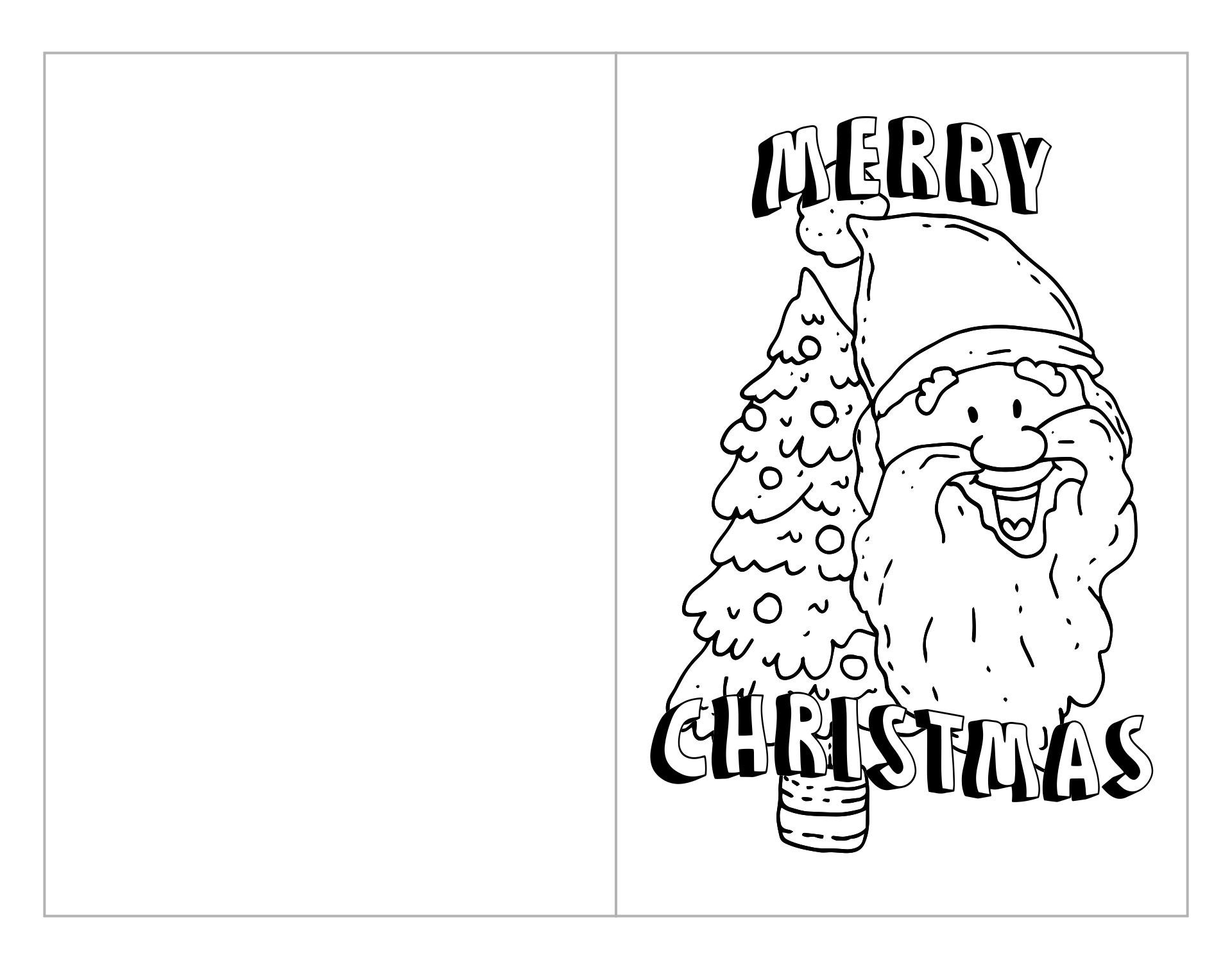 Foldable Template Printable Christmas Cards To Color Printable 