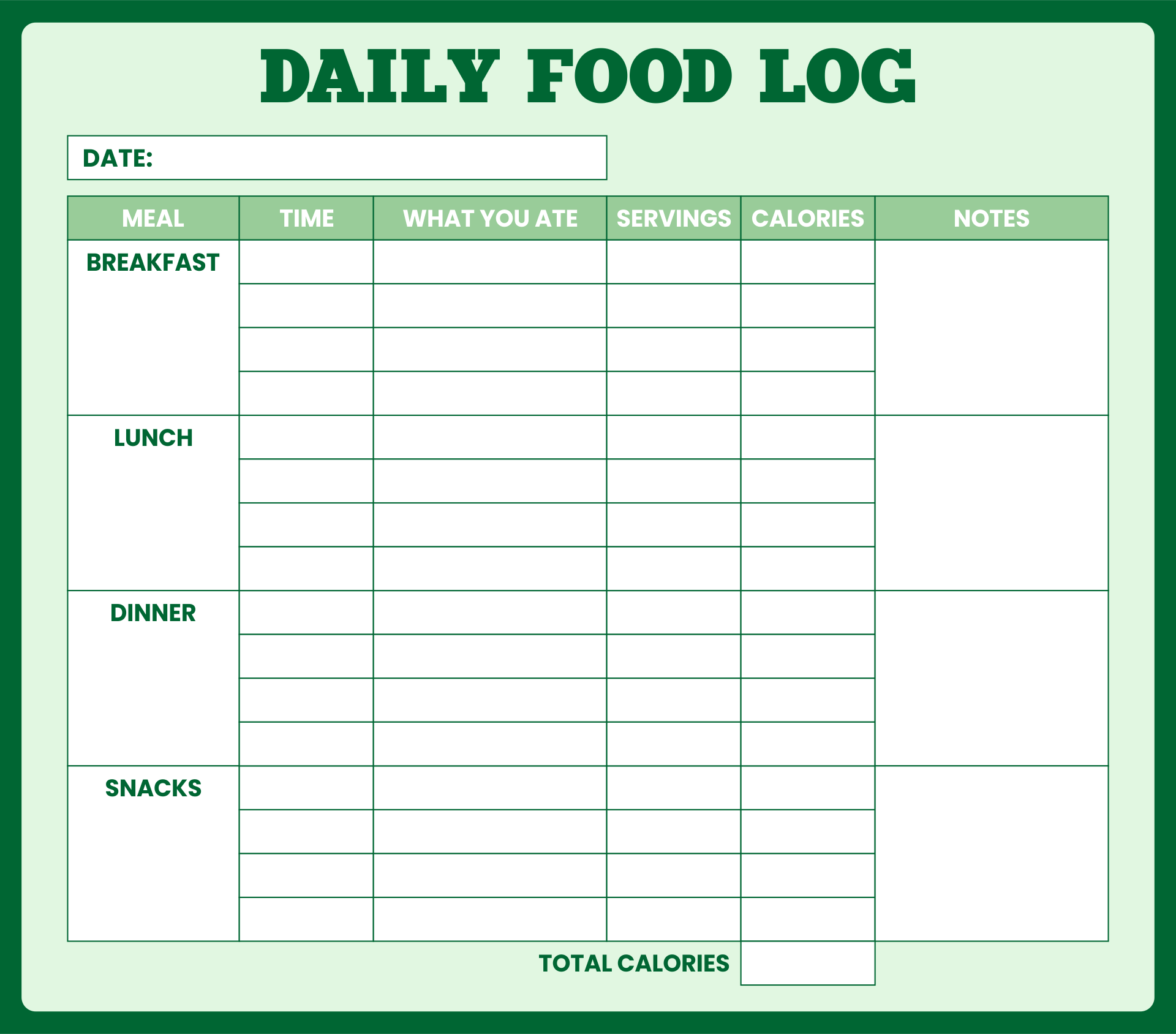 Food Log Sheets 10 Free PDF Printables Printablee