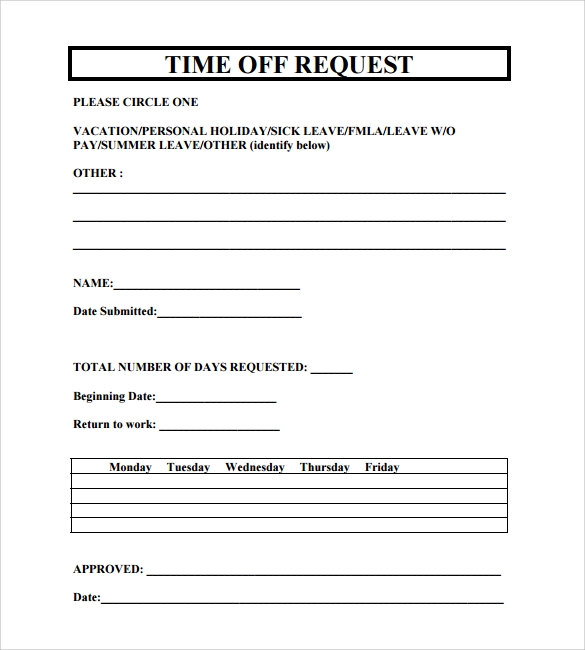 FREE 24 Sample Time Off Request Forms In PDF MS Word