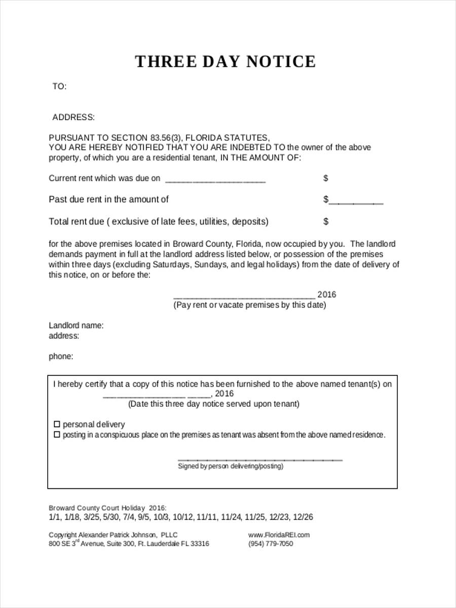 FREE 6 3 Day Notice Forms In MS Word PDF FREE 6 3 Day Notice Forms In MS Word PDF