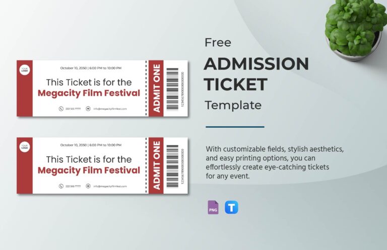 Free Admission Ticket Templates Editable And Printable