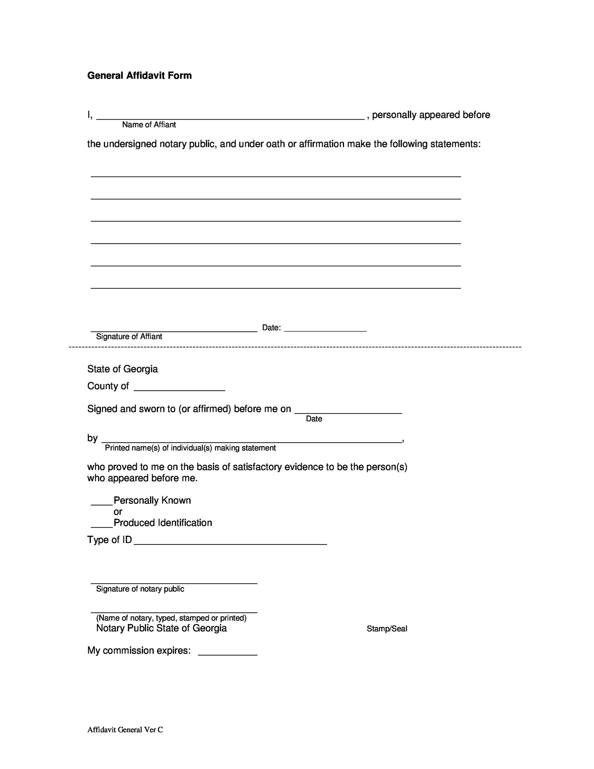Free Affidavit Form 2024 PrintableAffidavitForm
