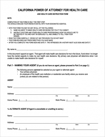 Free California Power Of Attorney Forms PDF WORD