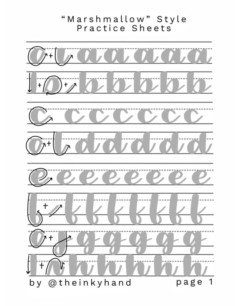Free Calligraphy Alphabet Practice Sheets Printable PDFs Download 