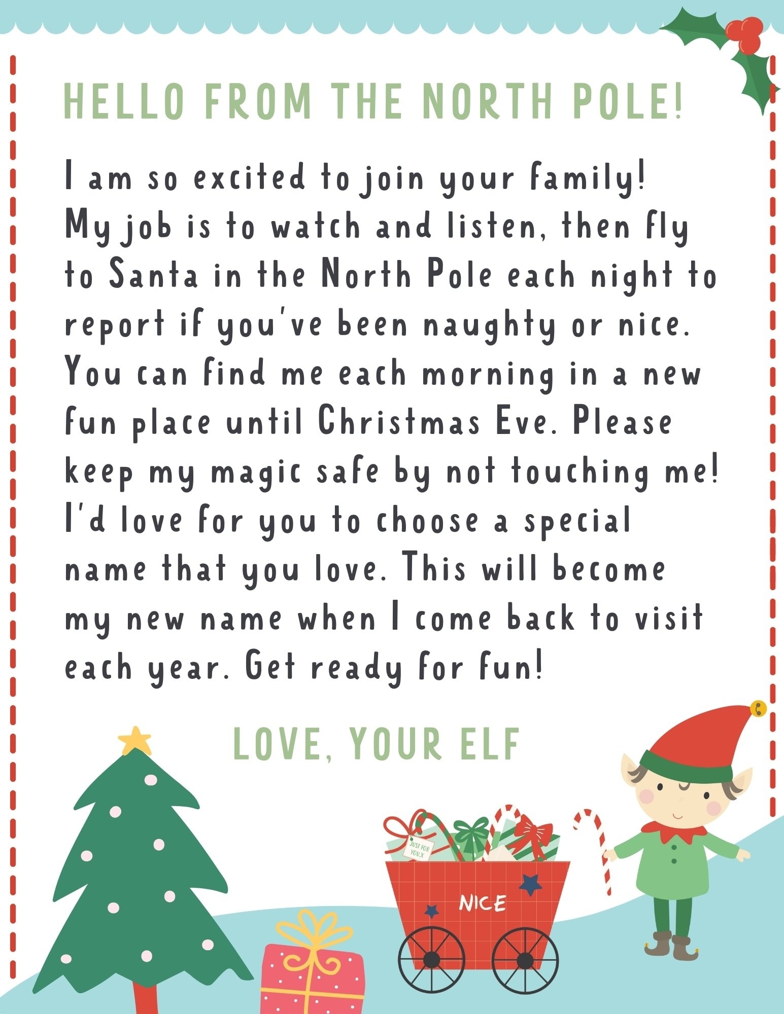 Free Elf On The Shelf Arrival Letter Printable Free Printable