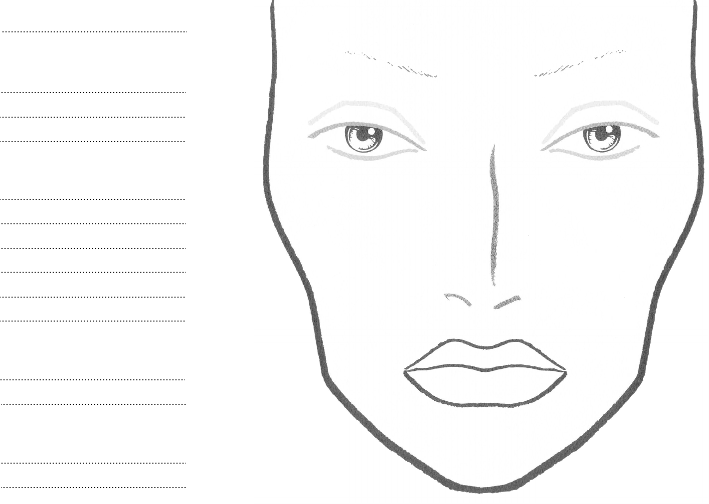 Free Face Chart PDF 4253KB 1 Page s Makeup Face Charts Face 