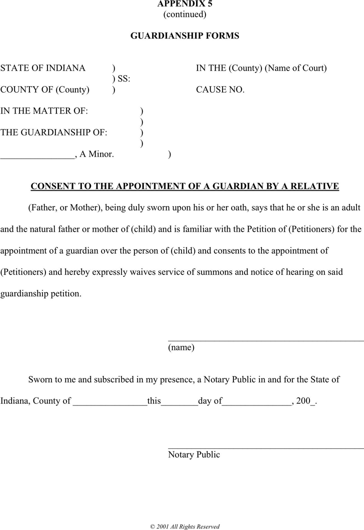 Free Indiana Guardianship Form PDF 59KB 12 Page s 