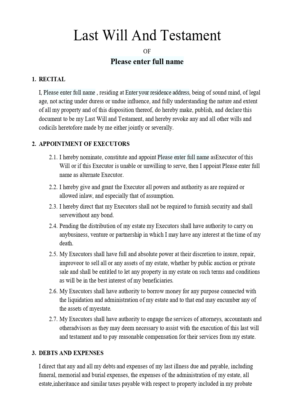 Free Last Will And Testament Form Printable PDF Word 49 OFF Free Last Will And Testament Form Printable PDF Word 49 OFF
