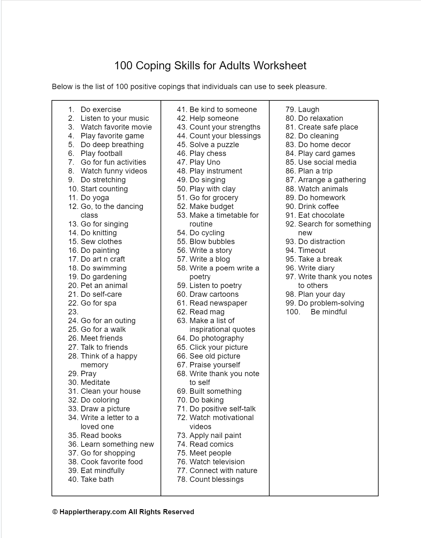 Free Mental Health Coping Skills Worksheet Adults Download Free Mental 