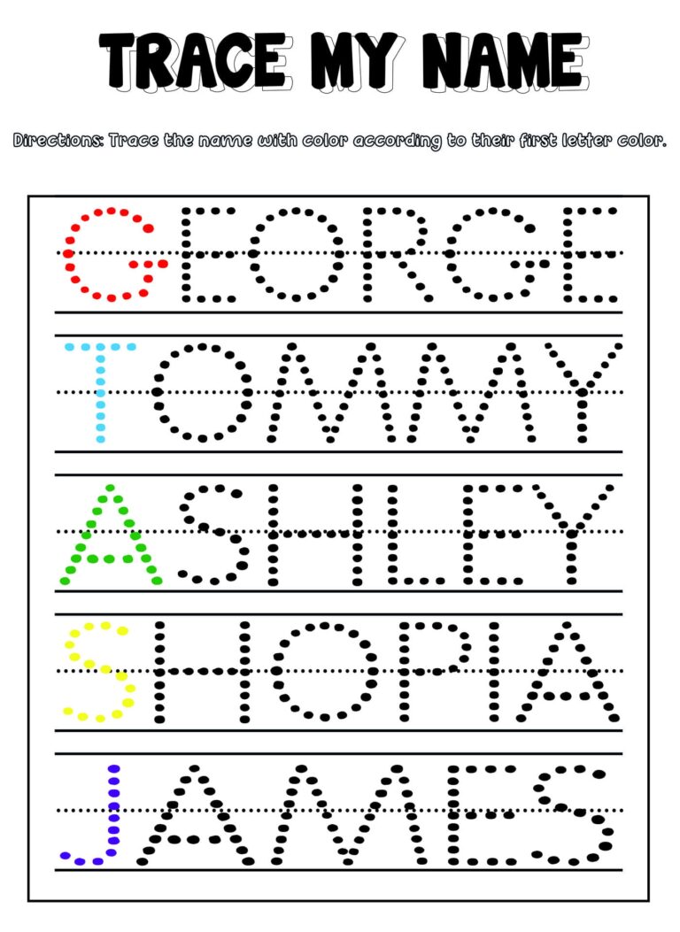 Free Name Tracing Printables Preschool