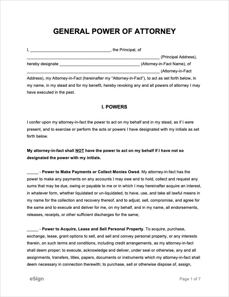 Free Power Of Attorney Forms 12 PDF Word