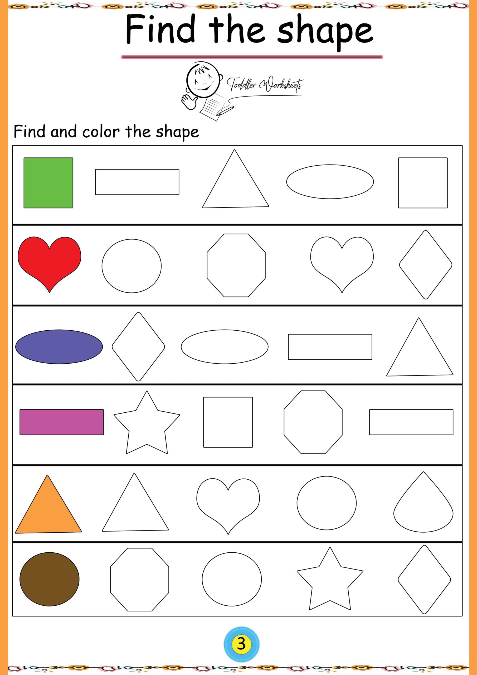 Free Practice Kindergarten Shapes Worksheets