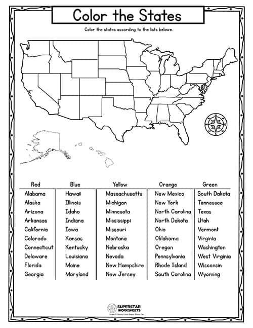 Free Printable 50 States Worksheets