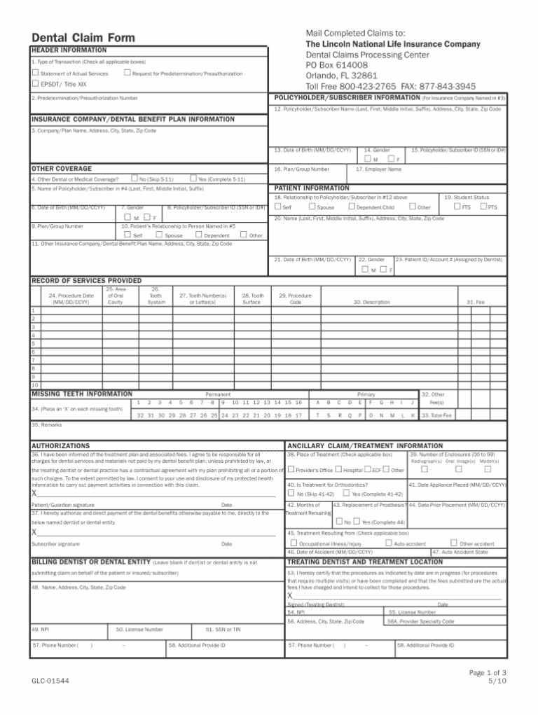 Free Printable Ada Dental Claim Form Printable Templates