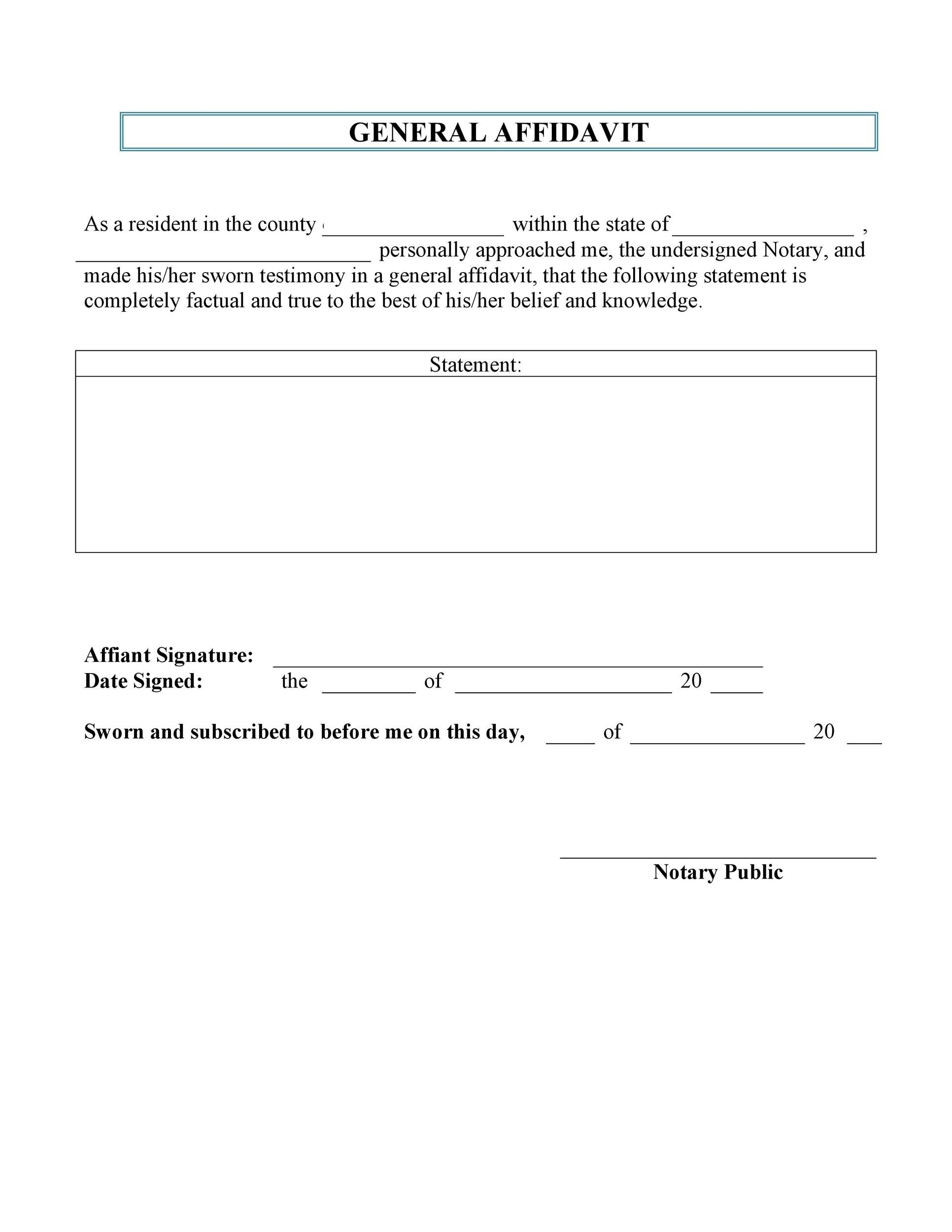 Free Printable Affidavit Template