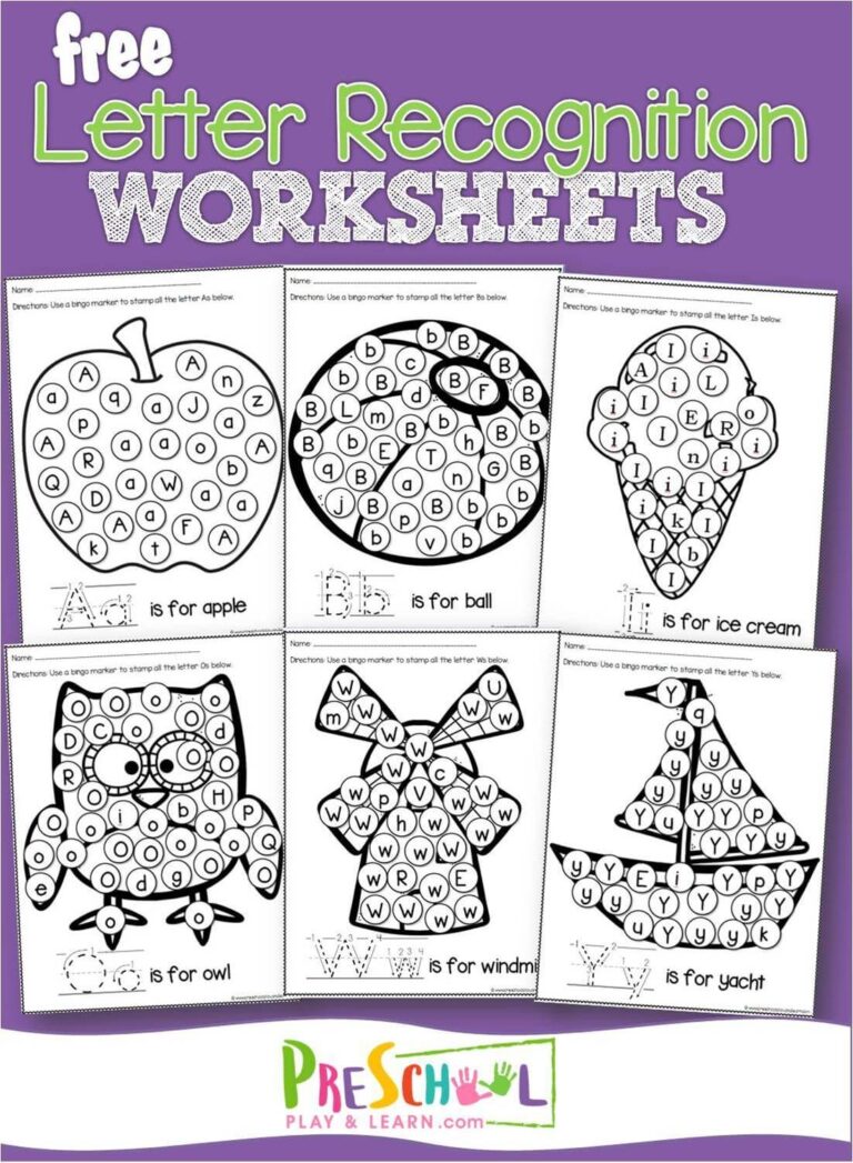 FREE Printable Alphabet Letter Recognition Worksheets Pdf A To Z