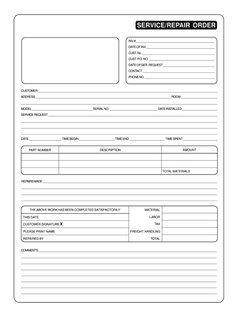Free Printable Auto Repair Order Forms Printable Form Templates And 