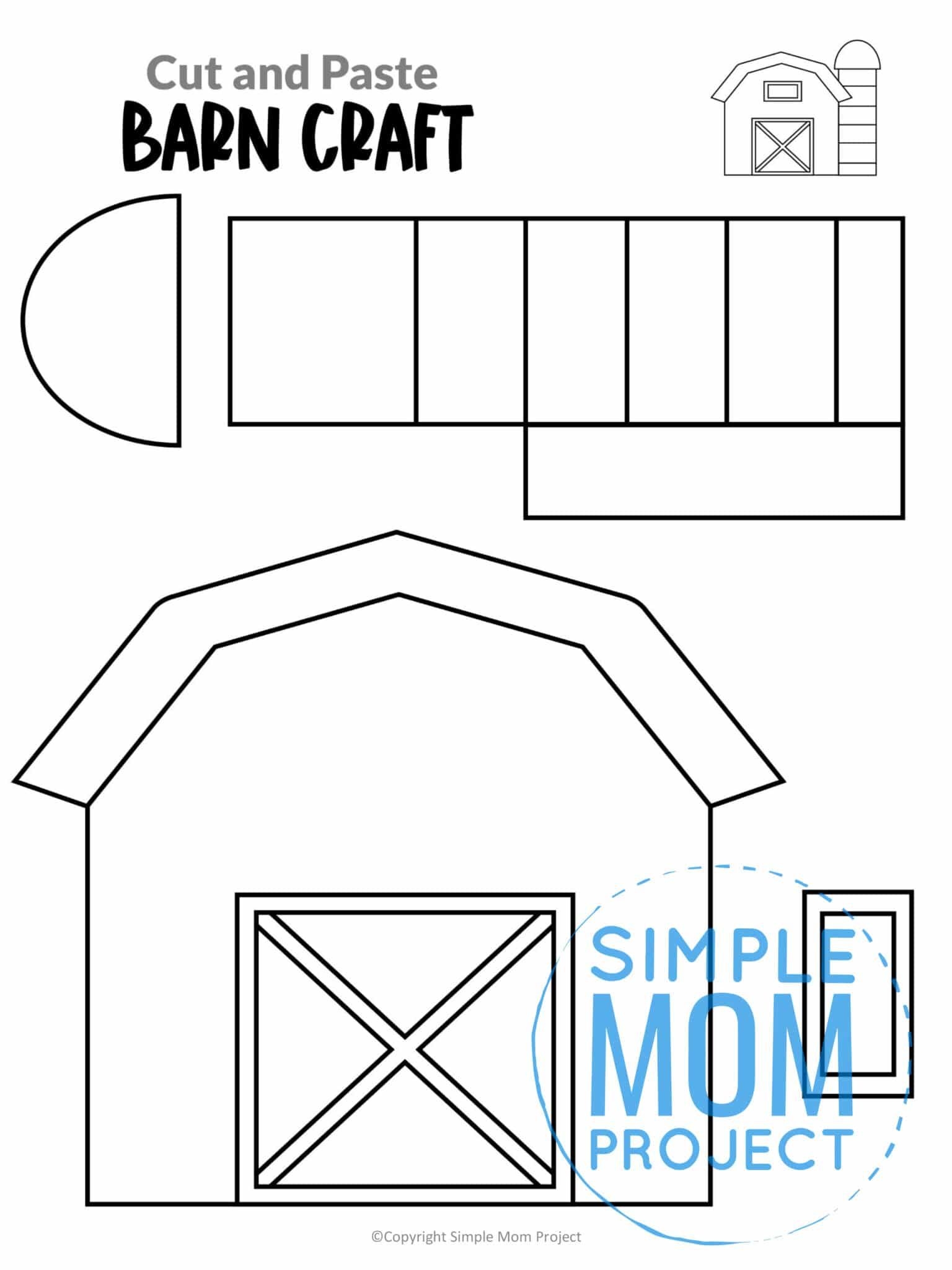 Free Printable Barn Craft Template Barn Crafts Farm Animal Crafts