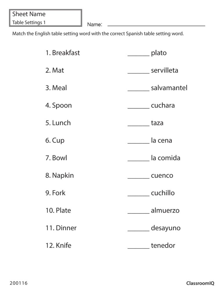 Free Printable Beginner Spanish Worksheets Printable Word Searches