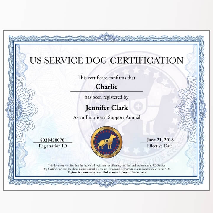 Free Printable Blank Emotional Support Animal Certificate An Emotional 