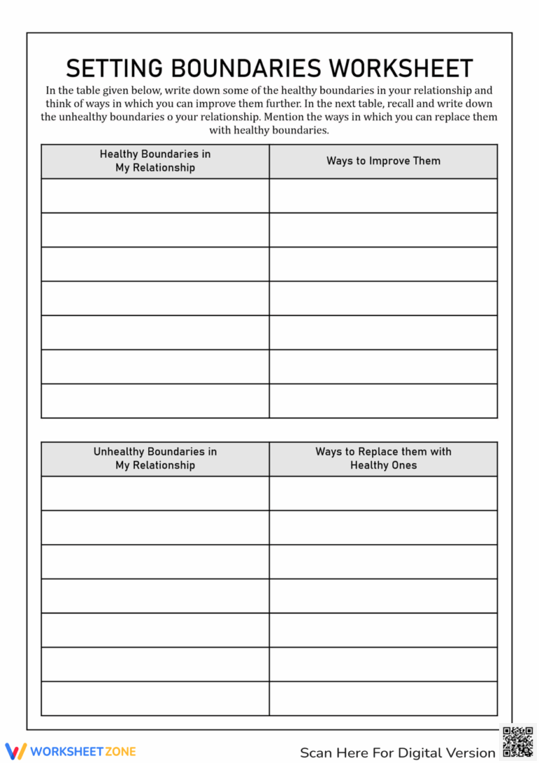 Free Printable Boundaries Worksheets For Students Worksheets Library