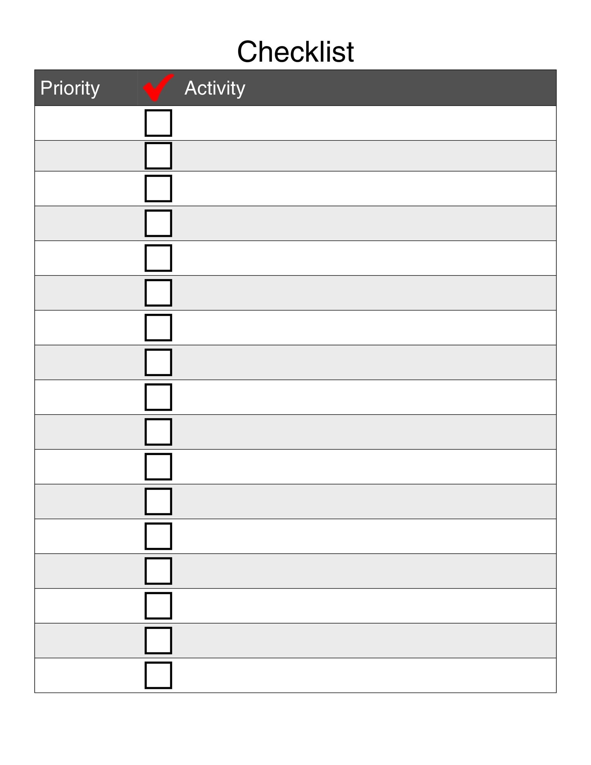 Free Printable Checklist Templates Printable Forms Free Online