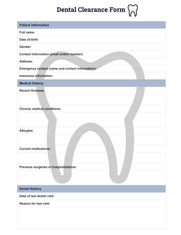 Free Printable Dental Clearance Form Template Printerfriendly Free Printable Dental Clearance Form Template Printerfriendly