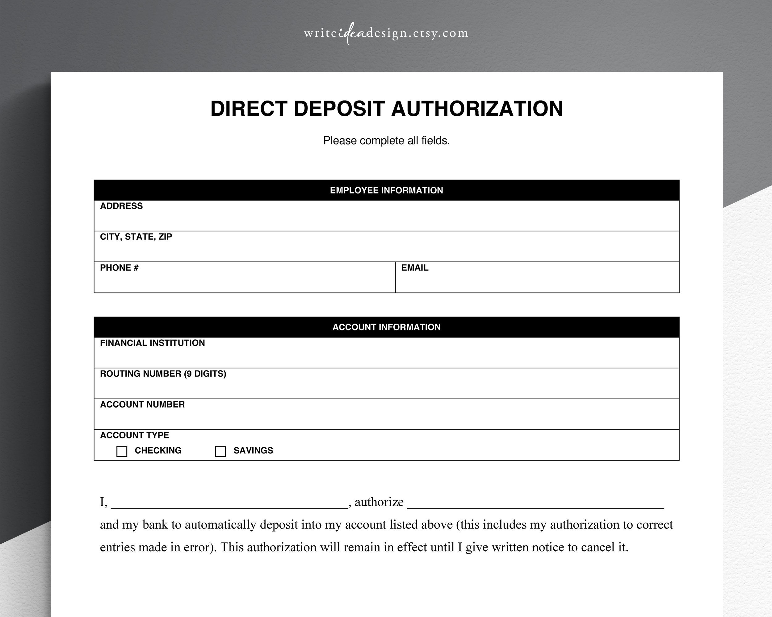 Free Printable Direct Deposit Form Cra Download Free Printable Direct 