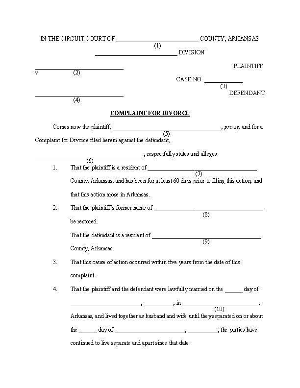 Free Printable Divorce Papers Form Generic Sample Printable Legal Forms 