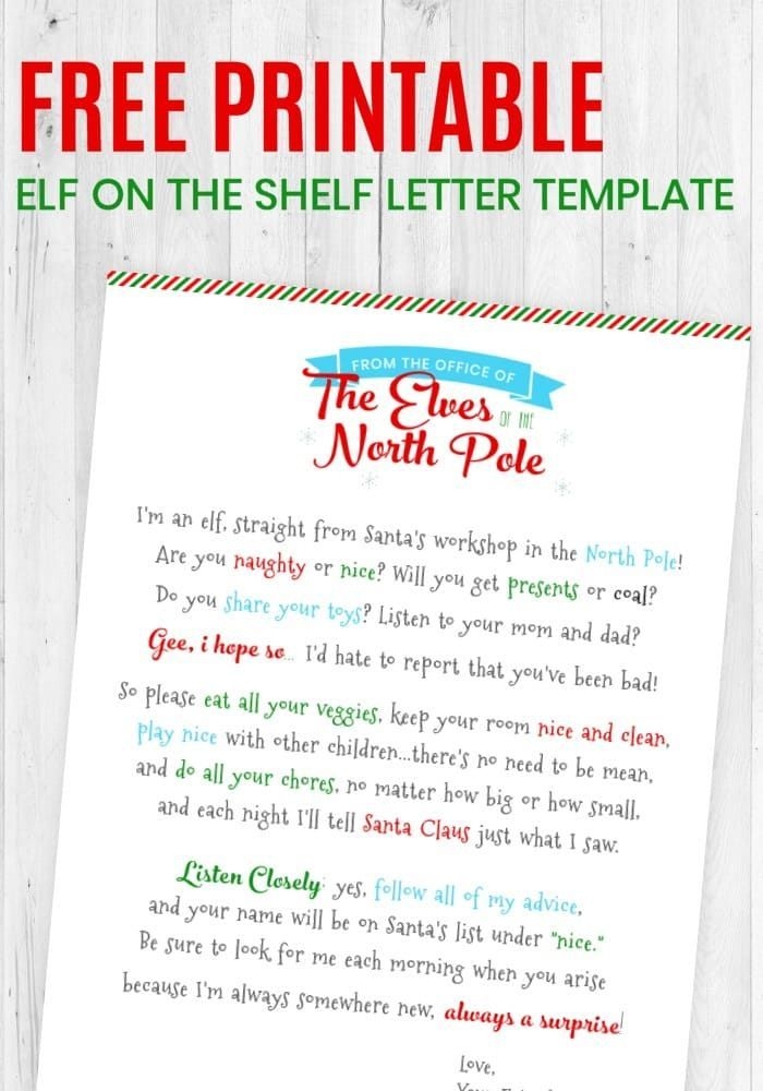 Free Printable Editable Elf On The Shelf Letter
