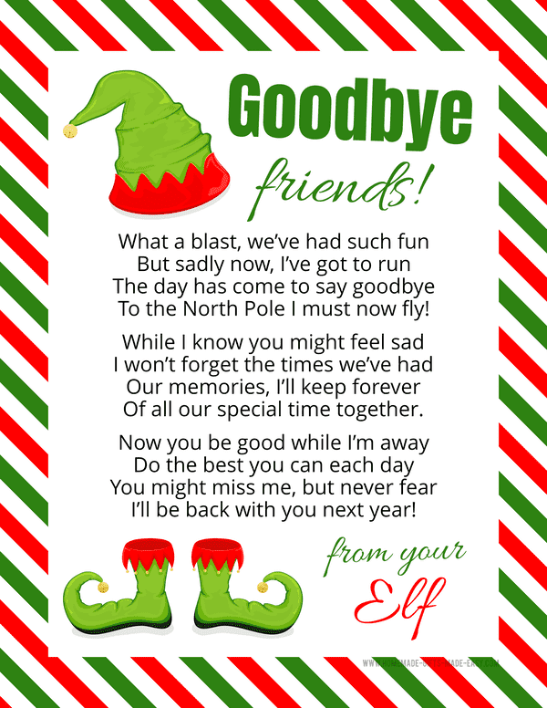 Free Printable Elf Goodbye Letters Farewell From Elf On The Shelf Free Printable Elf Goodbye Letters Farewell From Elf On The Shelf