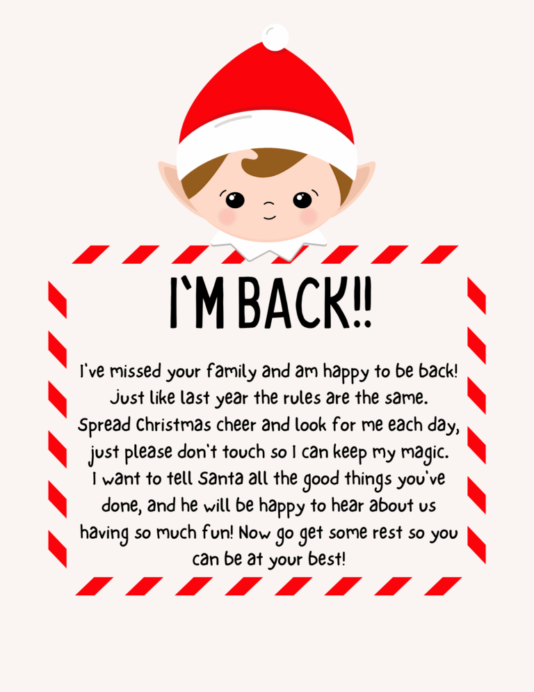 Free Printable Elf On The Shelf Welcome Back Letter Template John Hess