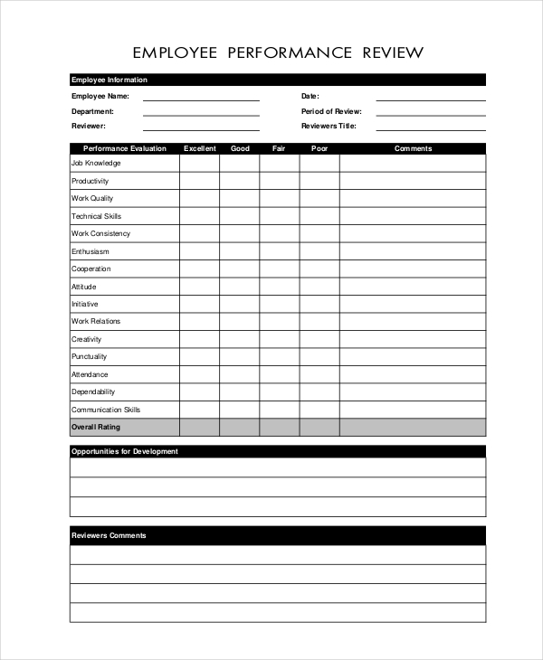 Free Printable Employee Review Template Printable Forms Free Online