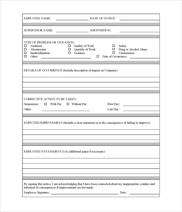 Free Printable Employee Write Up Form Printable Form 2024