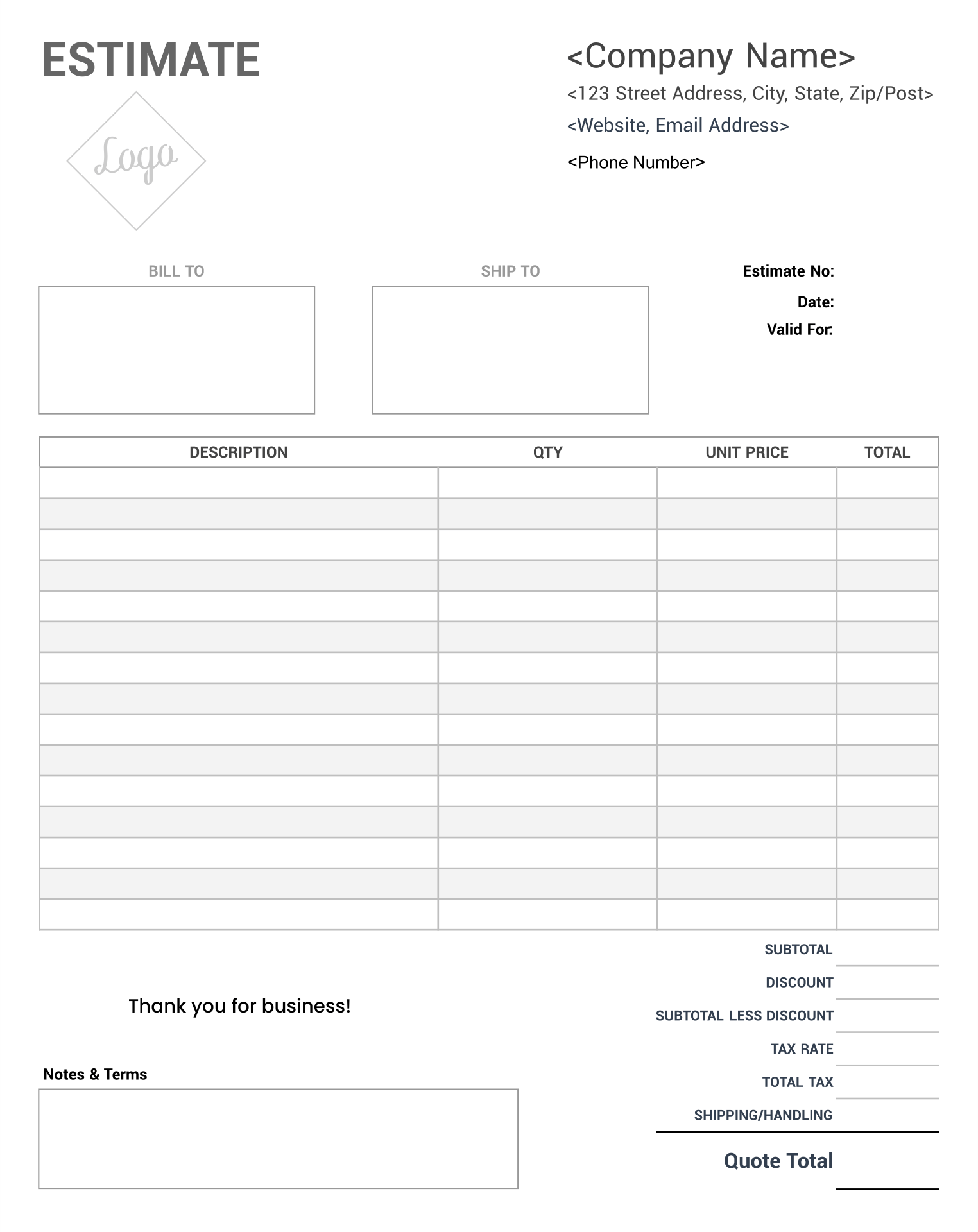 Free Printable Estimate Forms Contractors Printable Calendars AT A GLANCE
