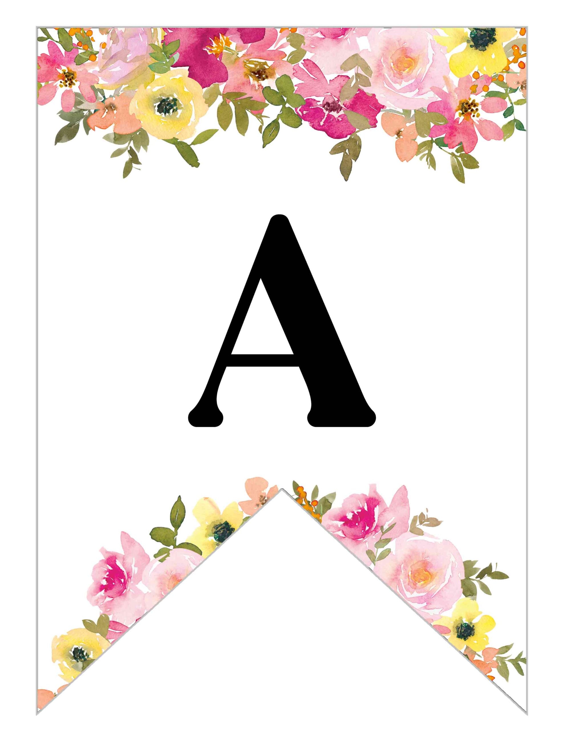 Free Printable Floral Alphabet Banner Letters Lovely Planner