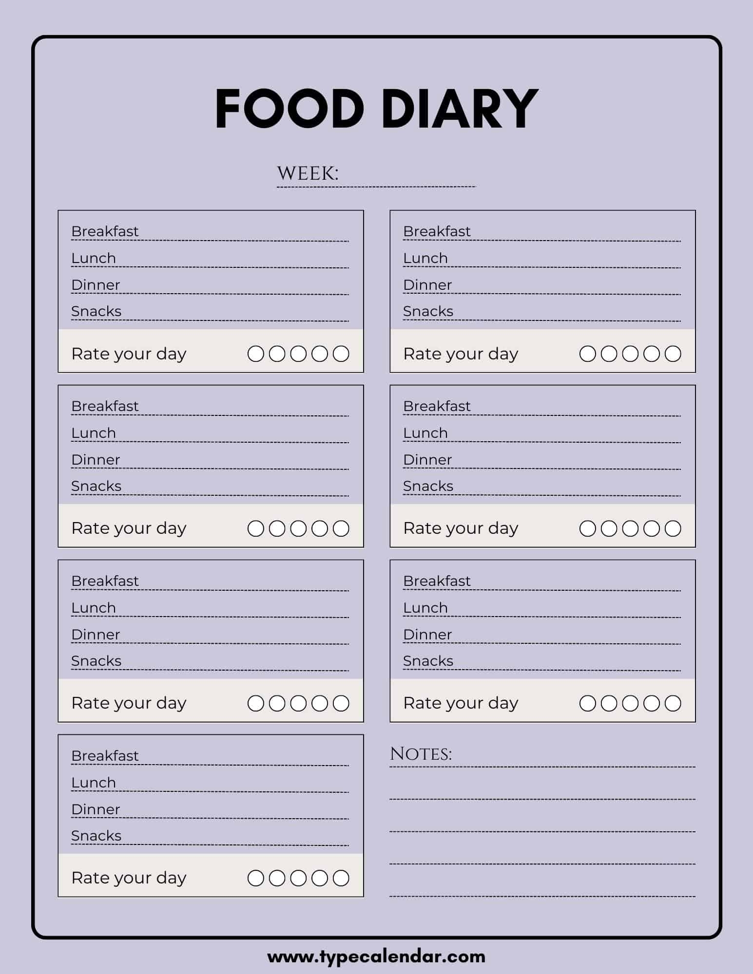 Free Printable Food Diary Templates Word Excel PDF Free Printable Food Diary Templates Word Excel PDF