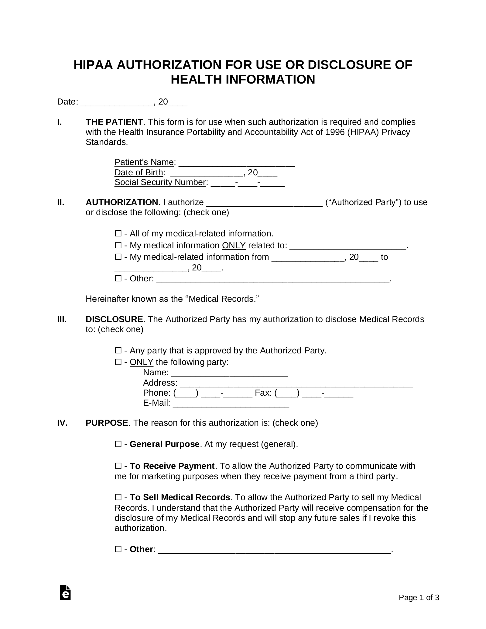 Free Printable Hipaa Forms Printable Templates