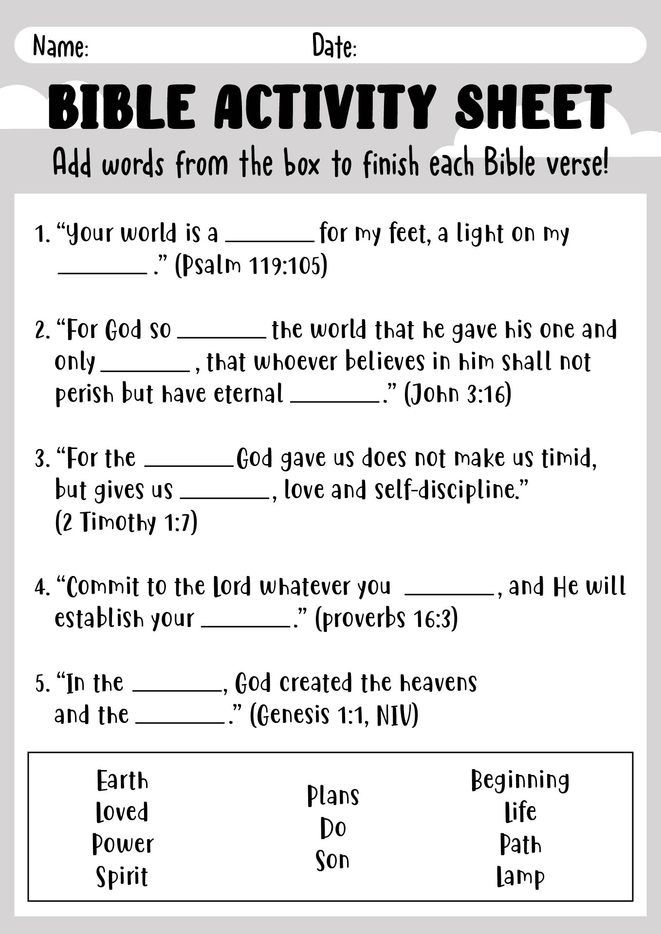 Free Printable Kjv Bible Worksheets For Kids Printable Bible Summary Sheets
