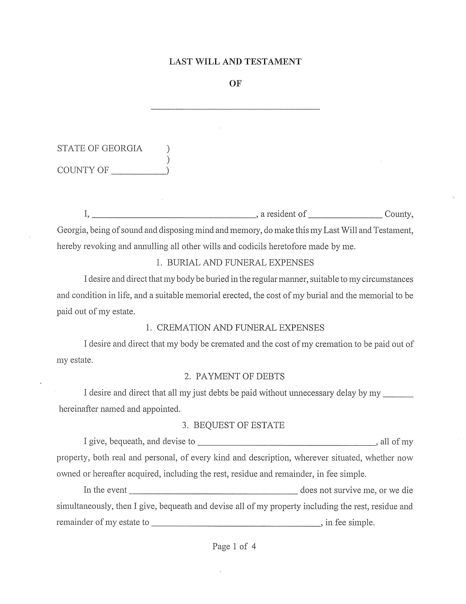 Free Printable Last Will Forms Printable Forms Free Online Free Printable Last Will Forms Printable Forms Free Online