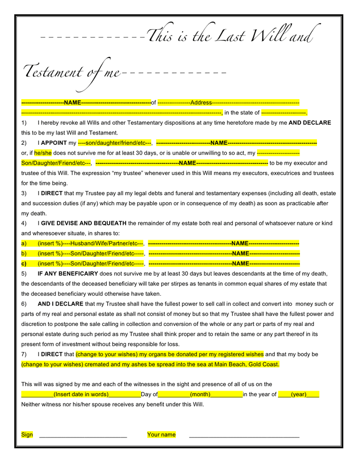 Free Printable Last Will Testament Forms Free Printable Last Will Testament Forms