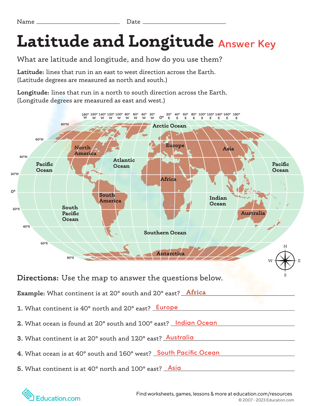 Free Printable Latitude And Longitude Worksheets Alanna Leontyne