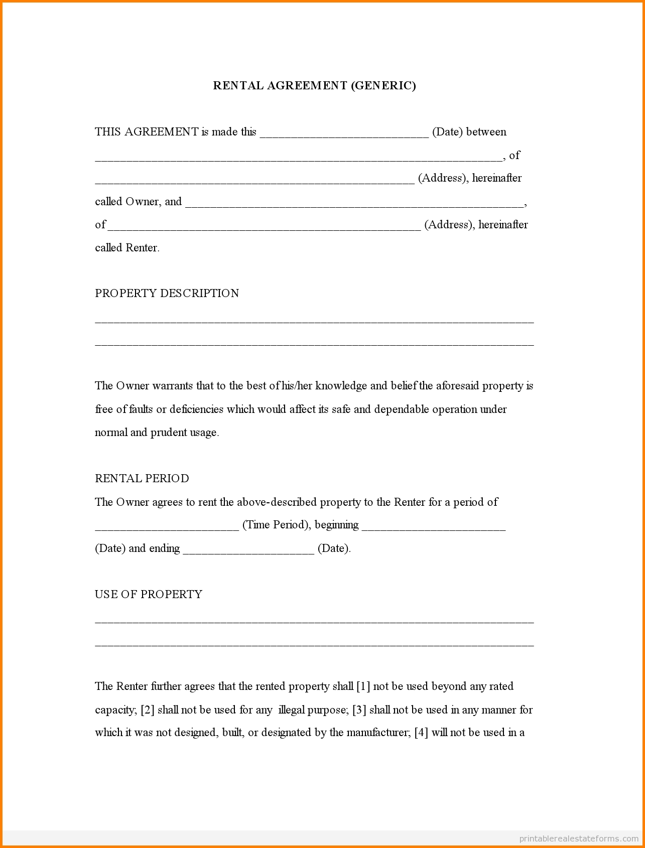 Free Printable Lease Agreement Form Template Business PSD Excel