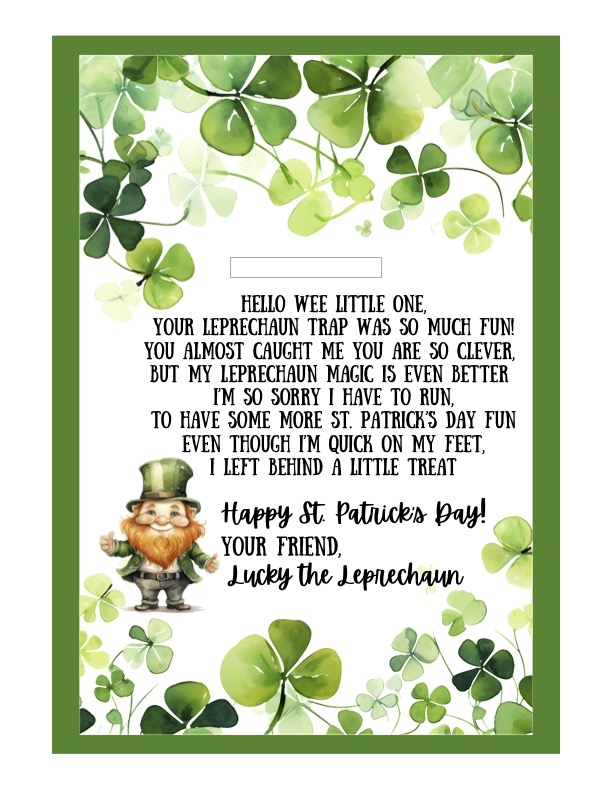 Free Printable Leprechaun Letter For Kids 6 Choices