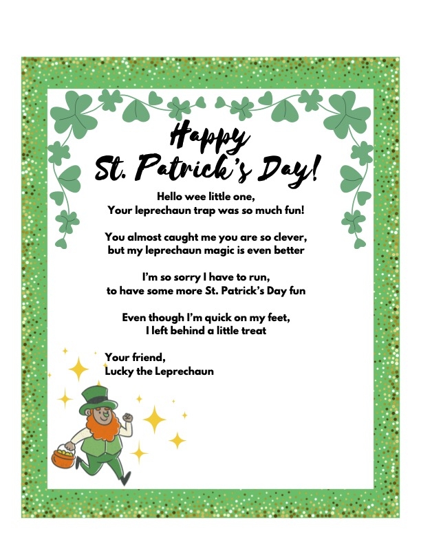 Free Printable Leprechaun Letter For Kids 6 Choices