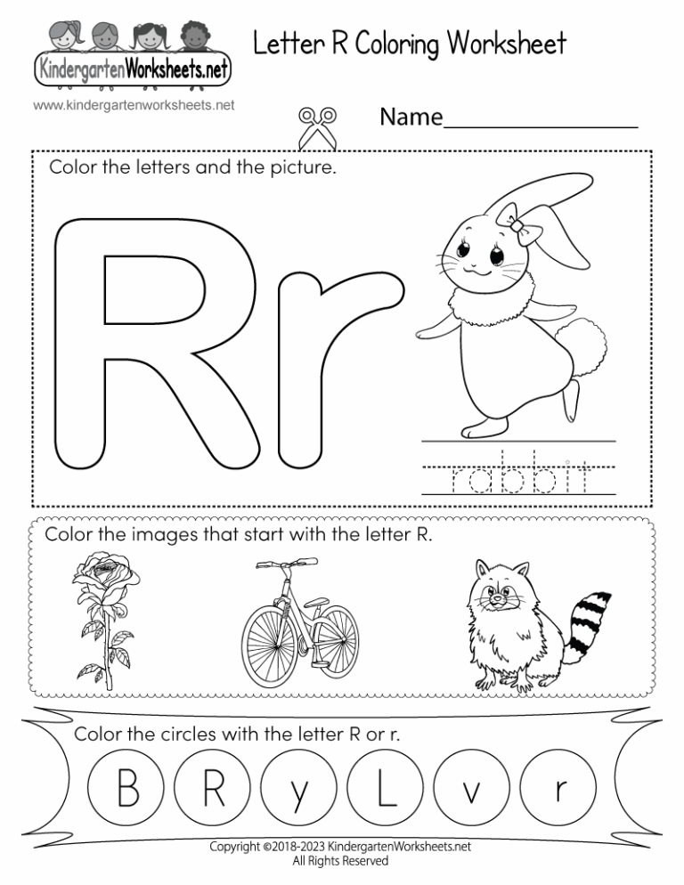 Free Printable Letter R Coloring Worksheet