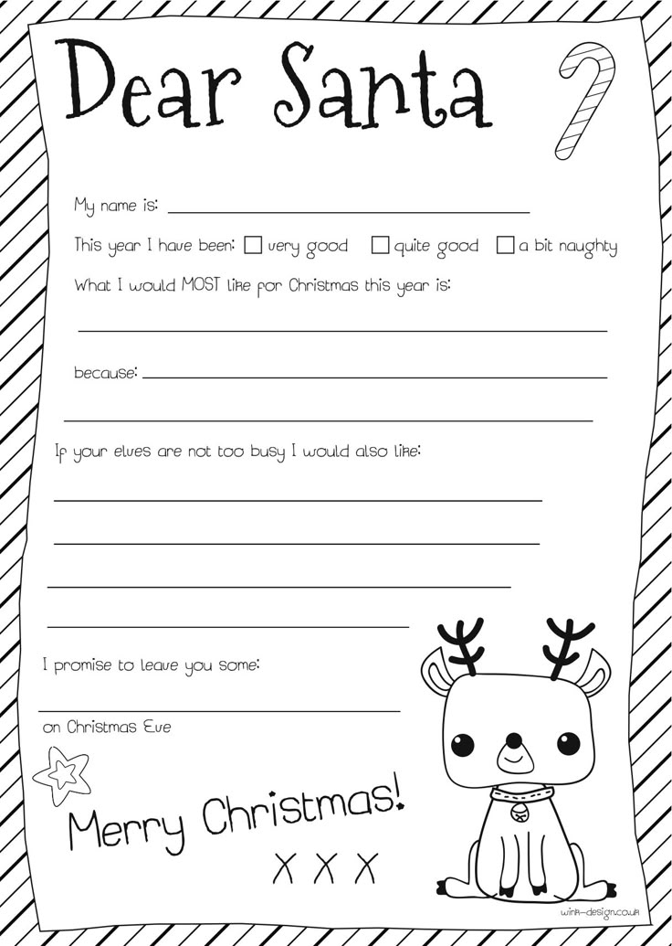 Free Printable Letter To Santa Template Black And White Company 