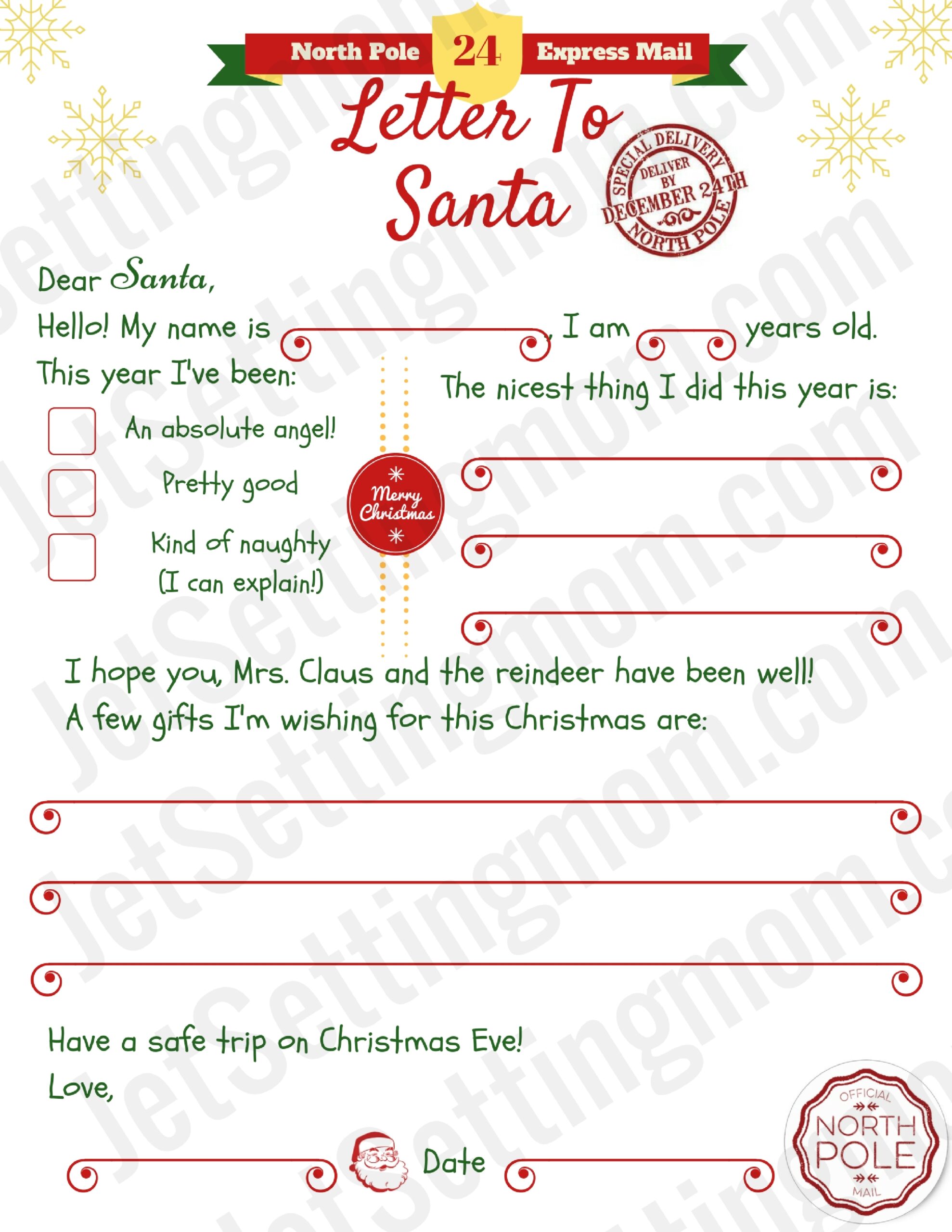 Free Printable Letter To Santa Template Writing To Santa Made Easy