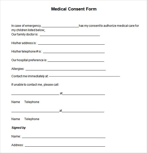Free Printable Medical Consent Form For Minor Child Free Printable Medical Consent Form For Minor Child