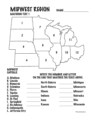 Free Printable Midwest States And Capitals Worksheet Printab